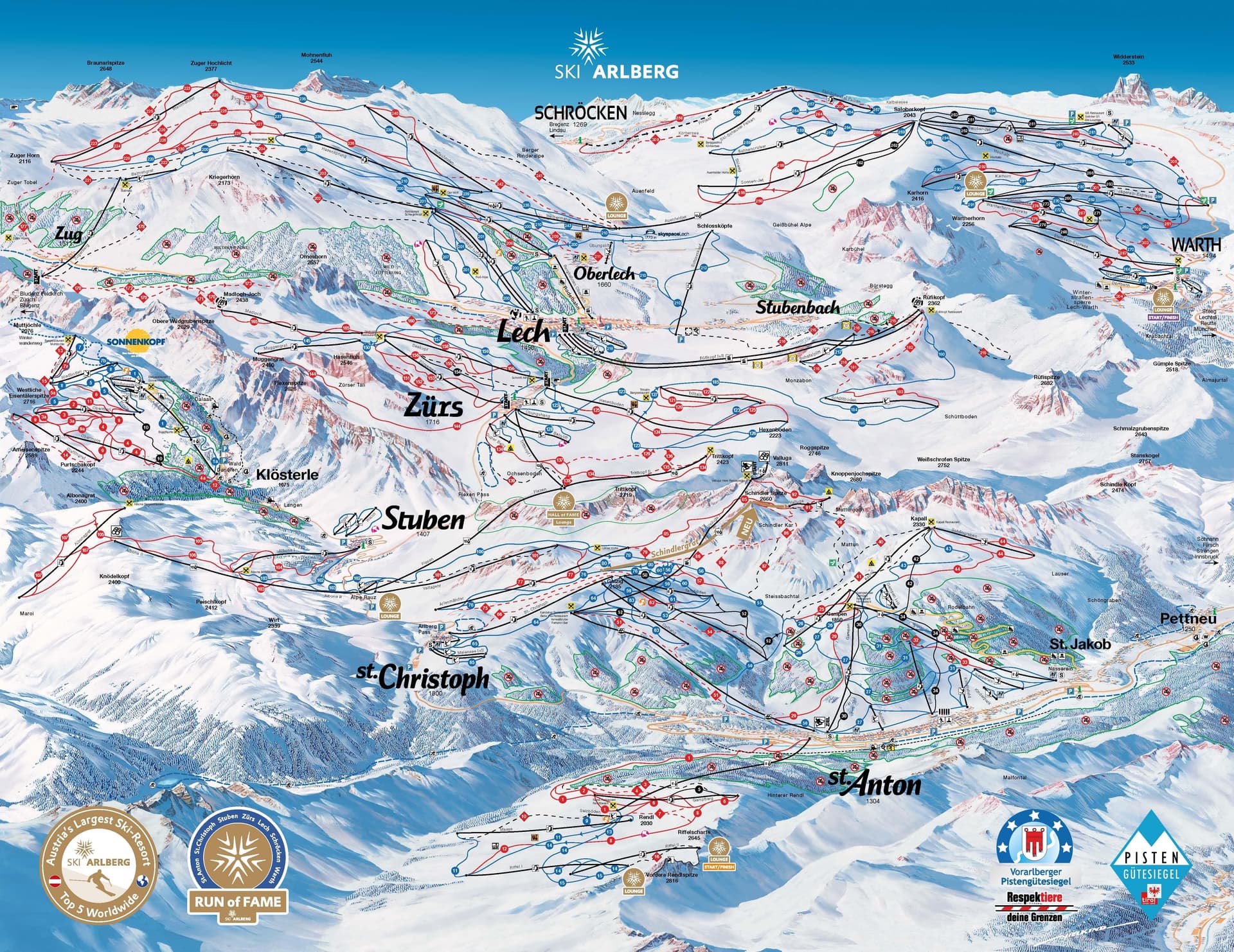 Lech-Zurs ski map